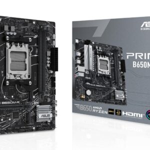 Mainboard|ASUS|AMD B650|SAM5|Micro-ATX|Memory DDR5|Memory slots 2|1xPCI-Express 4.0 1x|2xPCI-Express 4.0 16x|2xM.2|1xHDMI|4xUSB 2.0|2xUSB 3.2|1xRJ45|3xAudio port|PRIMEB650M-R