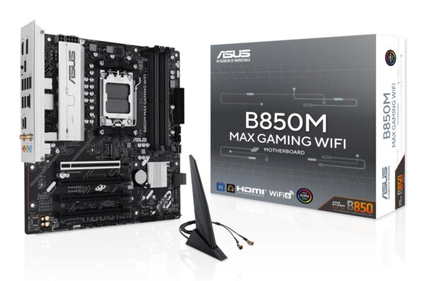 Mainboard|ASUS|AMD B850|SAM5|Micro-ATX|Memory DDR5|Memory slots 4|3xPCI-Express 4.0 16x|1xPCI-Express 5.0 16x|3xM.2|1xHDMI|1xDisplayPort|5xUSB 2.0|2xUSB 3.2|2xUSB-C|1xRJ45|3xAudio port|B850MMAXGAMINGWIFI