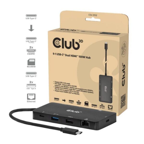 I/O HUB 9IN1 USB-C/100W CSV-2552 CLUB3D