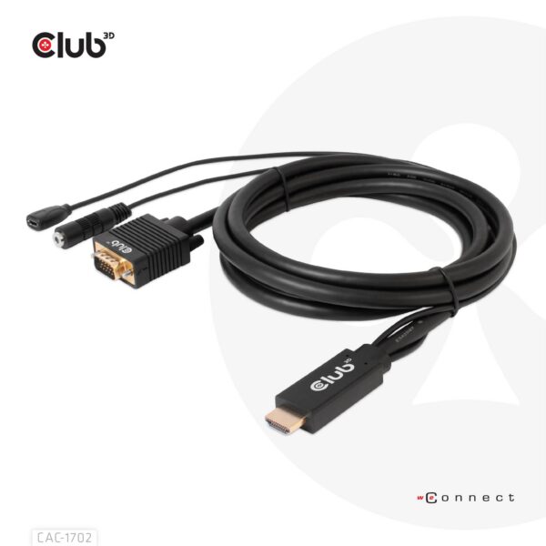 CABLE HDMI TO VGA 2M/M/M CAC-1712 CLUB3D