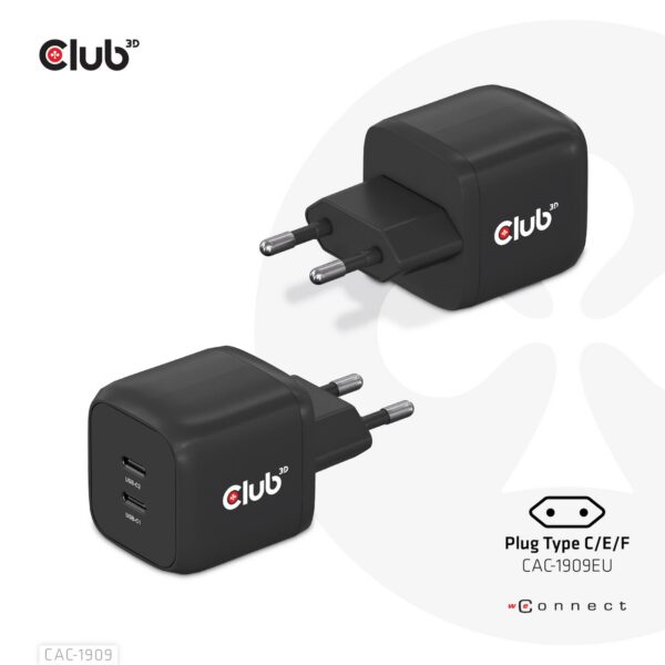 MOBILE CHARGER WALL USB-C DUAL/45W CAC-1909EU CLUB3D