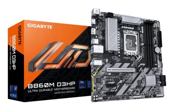 Mainboard|GIGABYTE|Intel B860 Express|LGA1851|Micro-ATX|Memory DDR5|Memory slots 4|2xPCI-Express 1x|1xPCI-Express 16x|2xM.2|1xHDMI|1xDisplayPort|1xAudio-In|1xAudio-Out|1xMicrophone|3xUSB 2.0|3xUSB 3.2|1xPS/2|1xRJ45|B860MD3HP1.0