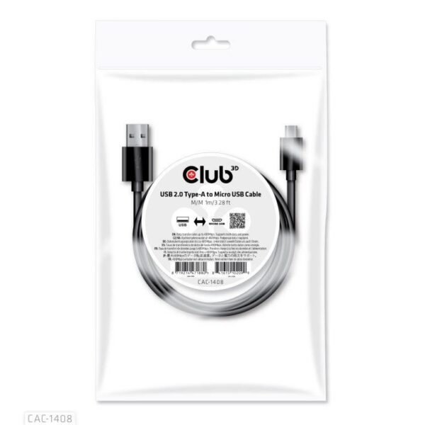 CABLE USB TO MICRO USB 1M/M/M CAC-1408 CLUB3D