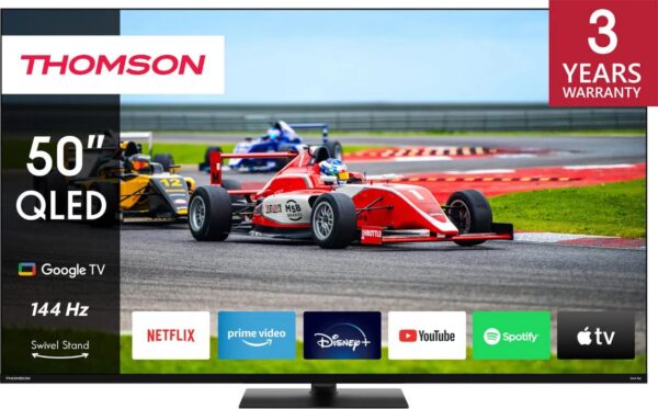 TV Set|THOMSON|50"|4K/Smart|QLED|3840x2160|Wireless LAN|Bluetooth|Google TV|Black|50QG7C14