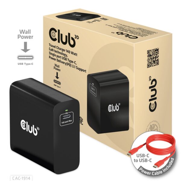 MOBILE TRAVEL CHARGER USB-C/140W GAN CAC-1914EU CLUB3D