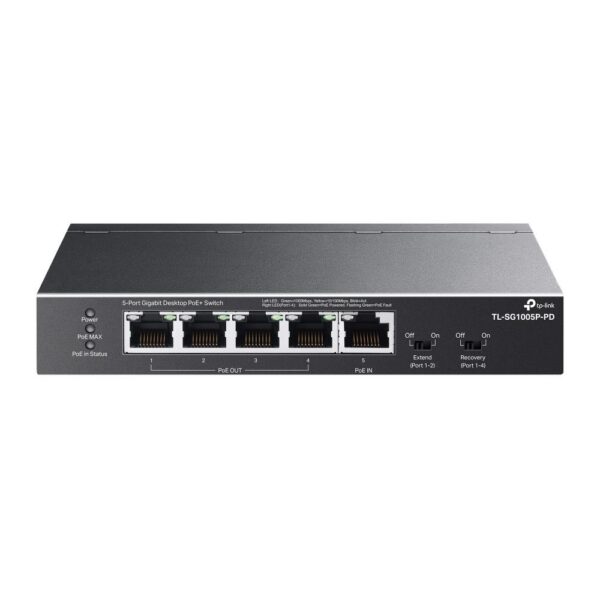 Switch|TP-LINK|TL-SG1005P-PD|Desktop/pedestal|5x10Base-T / 100Base-TX / 1000Base-T|PoE+ ports 5|TL-SG1005P-PD