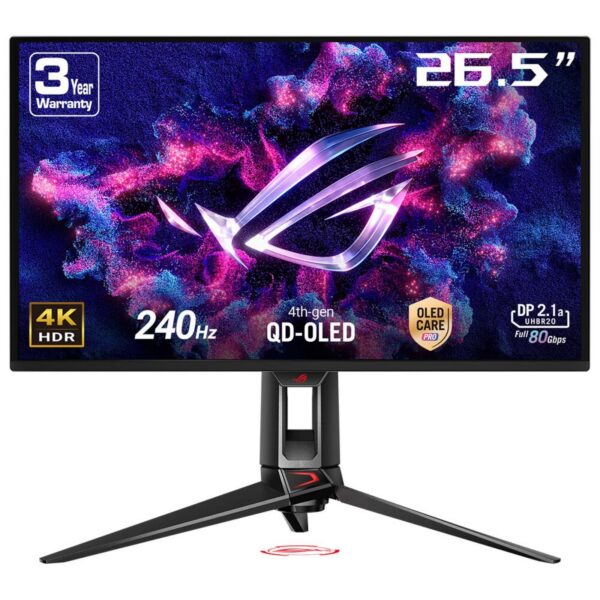 Monitor|ASUS|26.5 "|3840 x 2160 pixels|4K Ultra HD|Native aspect ratio 16:9|QD-OLED|Flat|90LM0B30-B01971