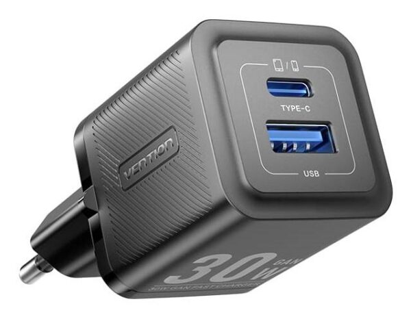 MOBILE CHARGER WALL 30W USB-C/2P BLACK FEQB0-EU VENTION